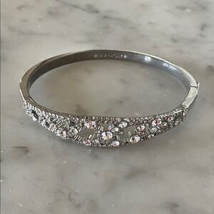 GIVENCHY Silver Bangle Bracelet with Open Scatter Sparkling Crystals